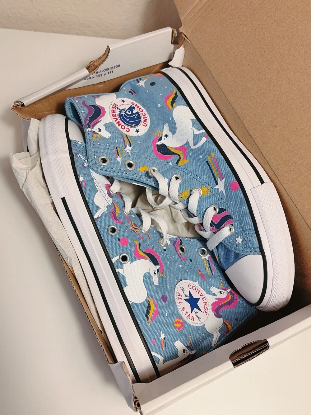 NEW Converse Unicorns Chuck Taylor All Star Hi Kids Blue High Top Shoes 665472C